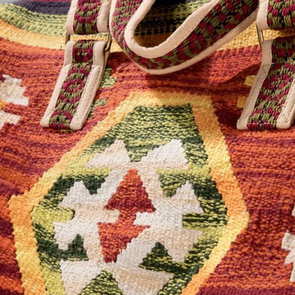 Rust Boho Chic Travel Bag - Navajo Inspired Design - Handmade Fully Fine Cotton - Picture 5 of 8